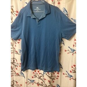 Tommy Bahama Men's L Short Sleeve 1/4 Button Up Shirt Aqua Small Pattern All Ove